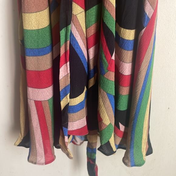 Alice + Olivia Adrianna Rainbow Print Wrap Mini Dress - Picture 9 of 16